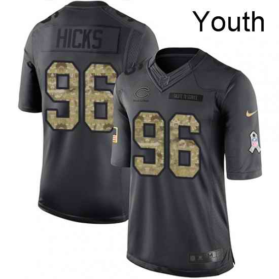Youth Nike Chicago Bears 96 Akiem Hicks Limited Black 2016 Salute to Service NFL Jersey